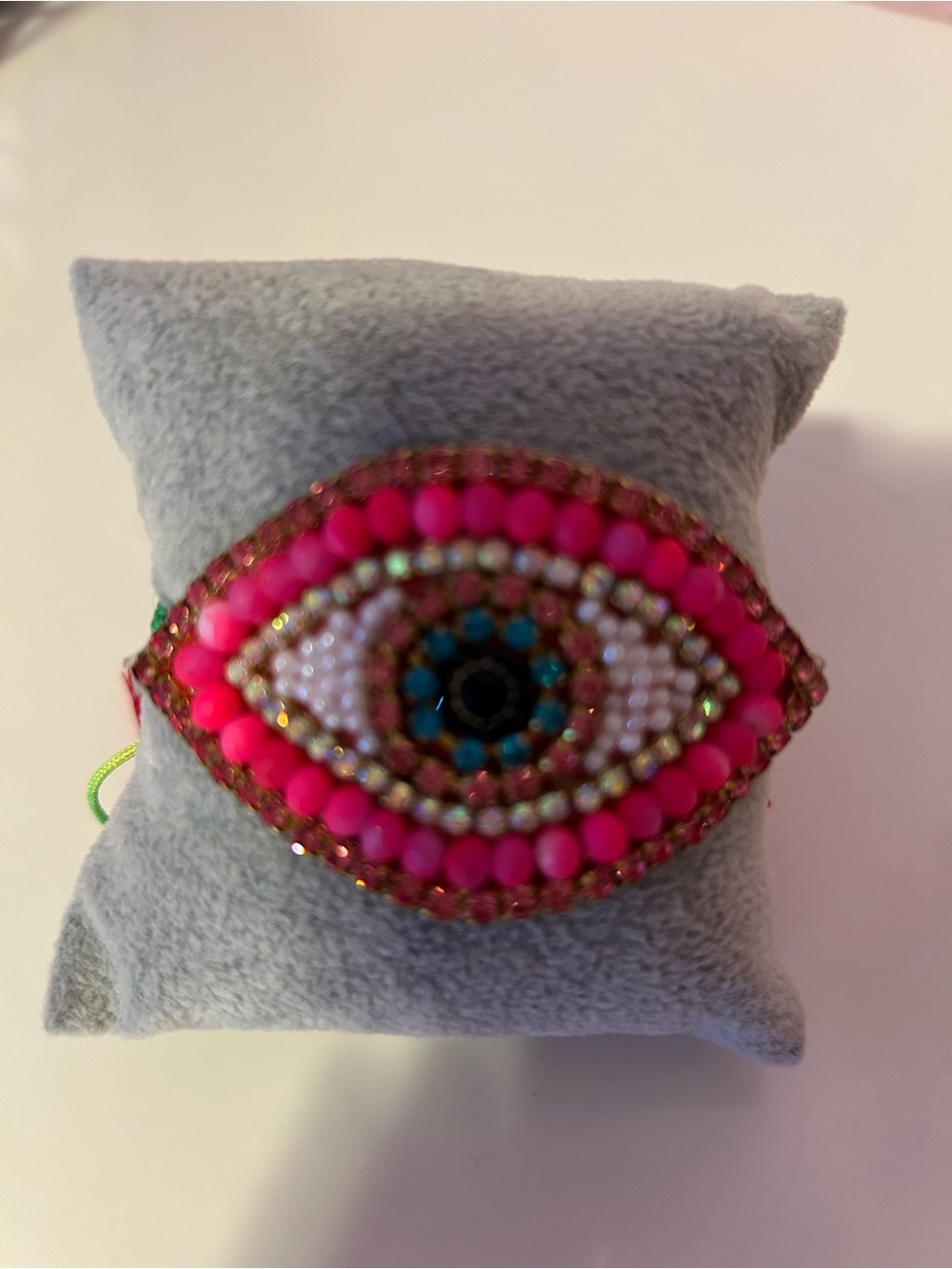 Pink Beaded Evil Eye Bracelet
